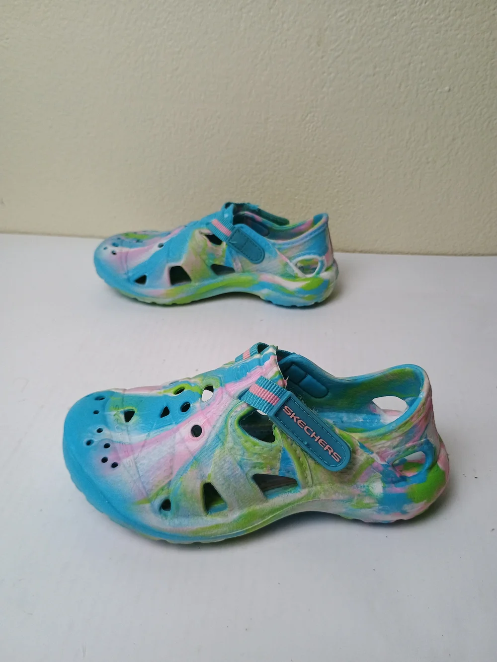 Skechers Cali Toddler Girl 12 Foamies Blue Multi-Color Water-Friendly Clogs